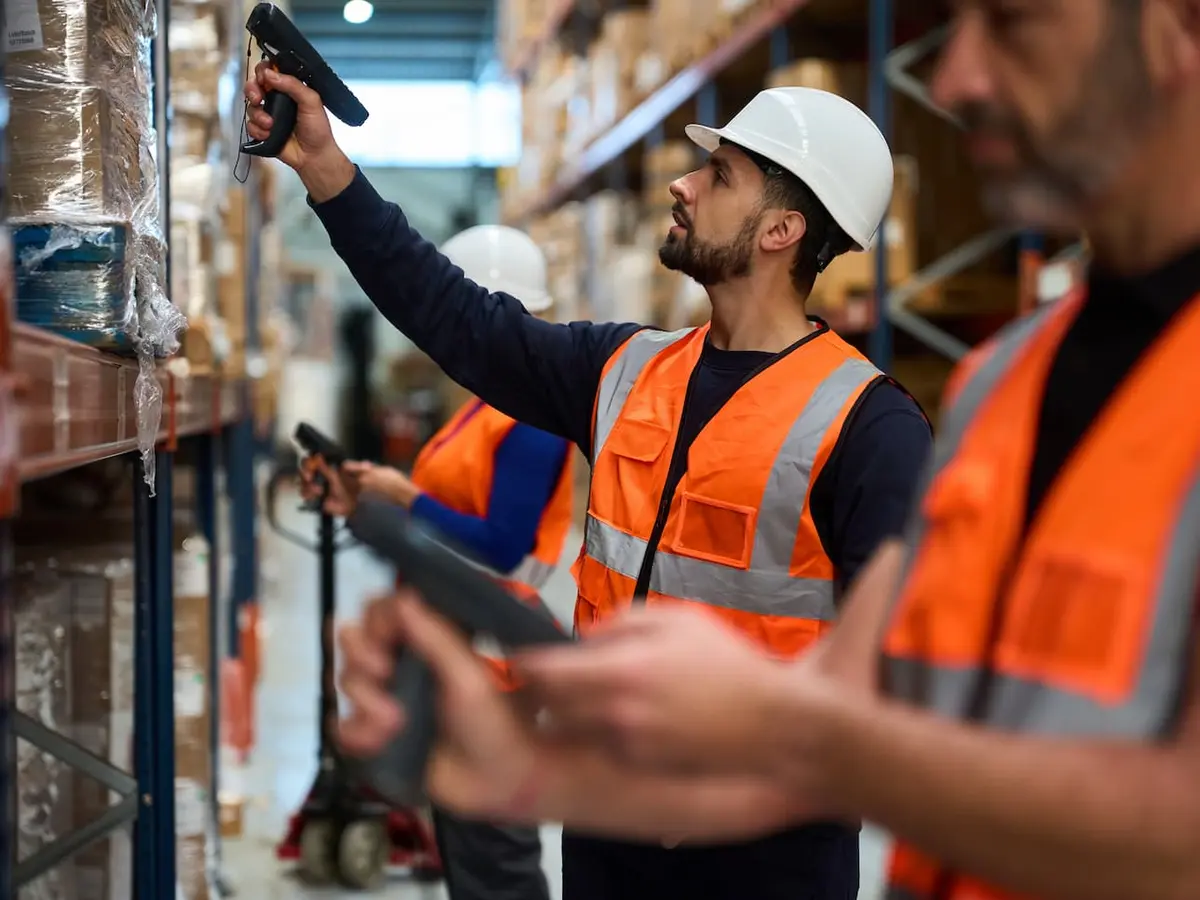 Warehouse worker scanning a barcode