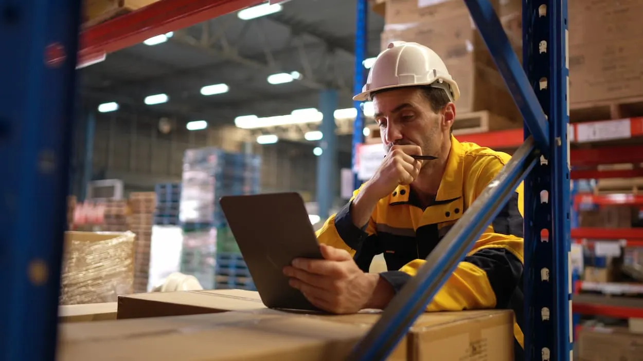 Viewing ipad in warehouse
