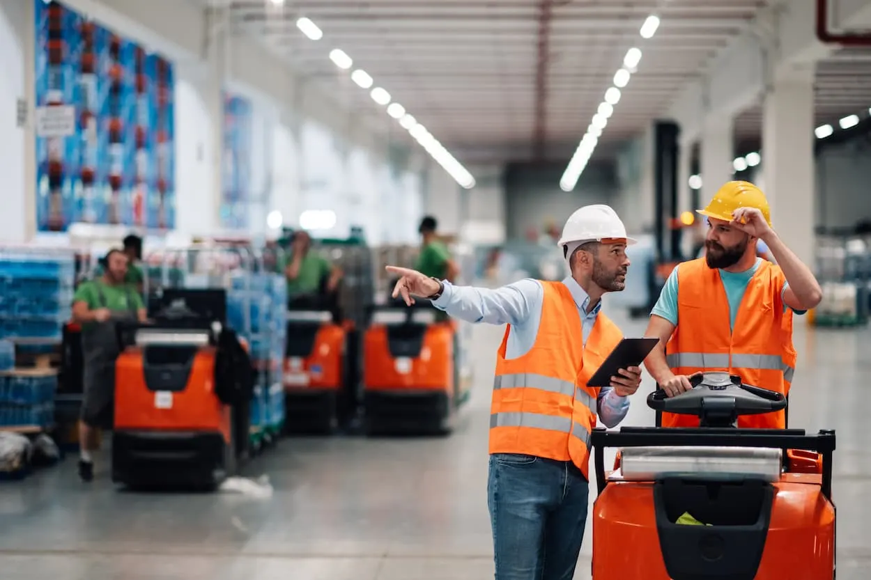 Warehouse team working together
